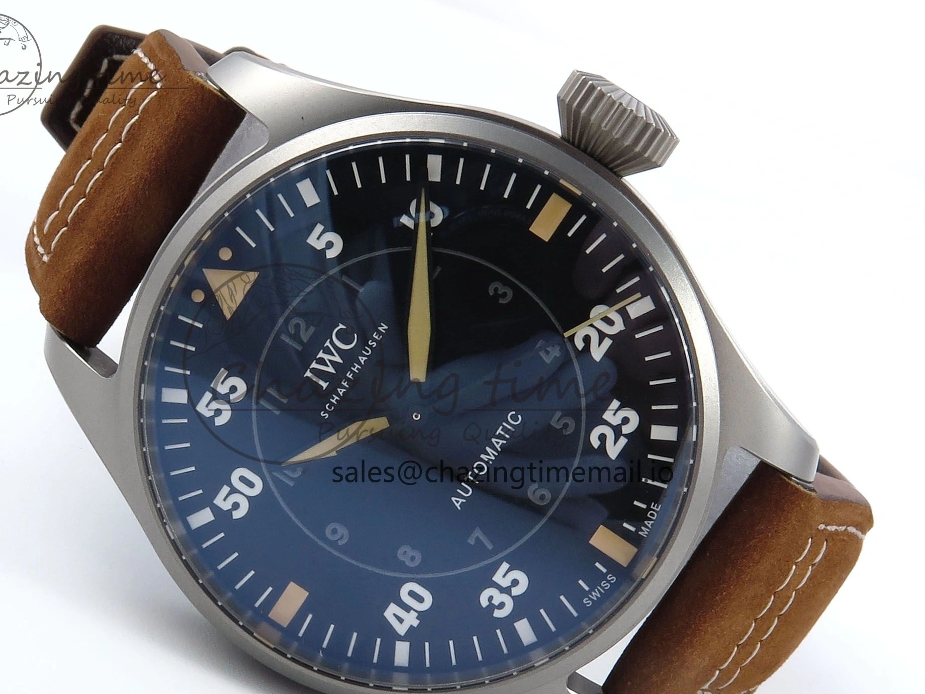 MIROTIME 0415 Big Pilot IW329701 M+F 1:1 Best Edition Black Dial on Brown Leather Strap MY RelaxedFit 7005